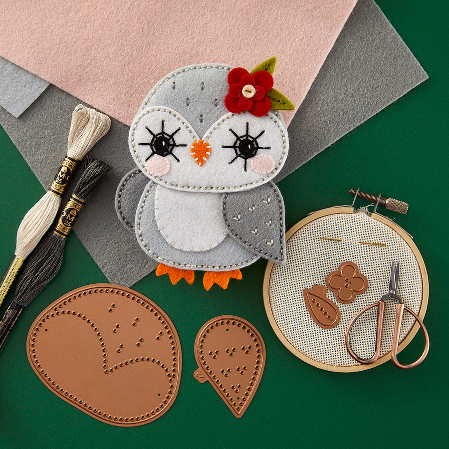 Spellbinders - Felt Snowy Owl Etched Dies from the Felt Stitch & Create Collection by Nicole Spohr