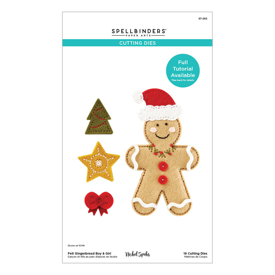 Spellbinders - Felt Gingerbread Boy & Girl Etched Dies from the Felt Stitch & Create Collection by Nicole Spohr