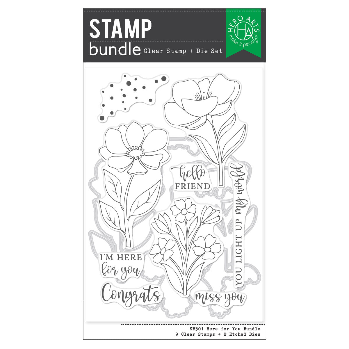 Hero Arts - Here For You Stamp & Cut from the Blossoms & Birdsong Collection