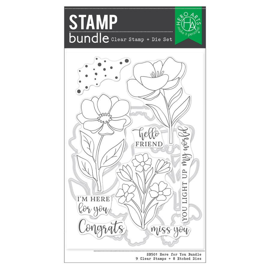 Hero Arts - Here For You Stamp & Cut from the Blossoms & Birdsong Collection