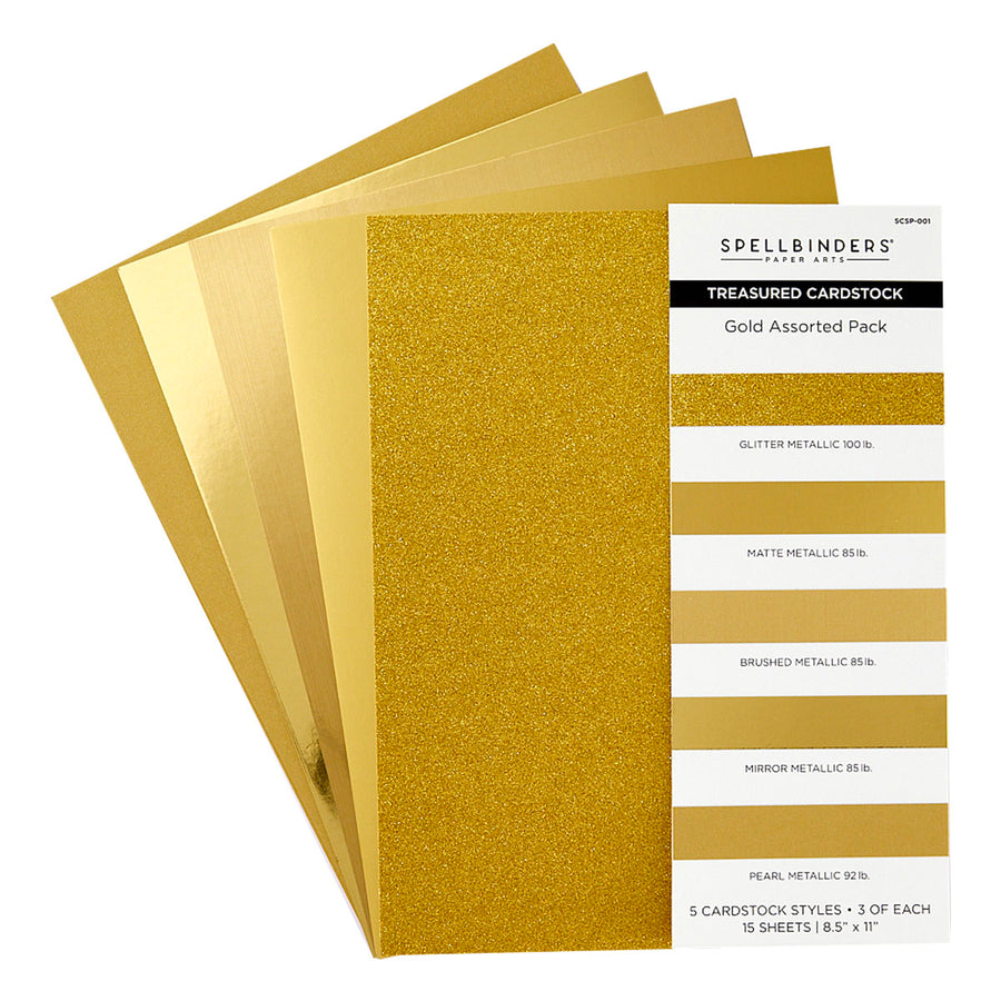 Spellbinders - Gold Assortment Treasured Cardstock  8 1/2" x 11 -15 Pack