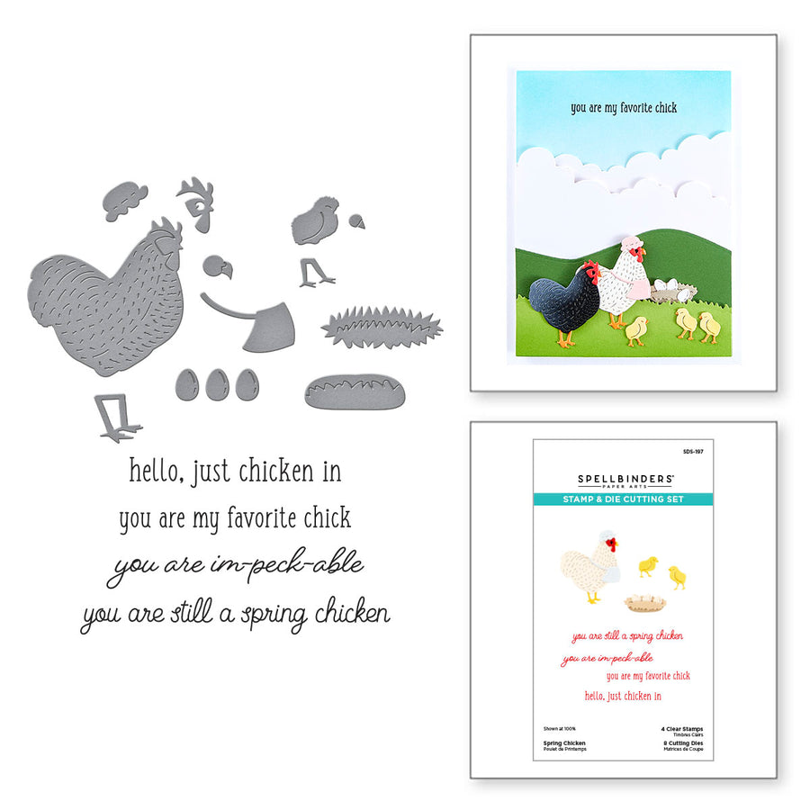 Spellbinders - Spring Chicken Clear Stamp & Die Set from the On the Farm Collection