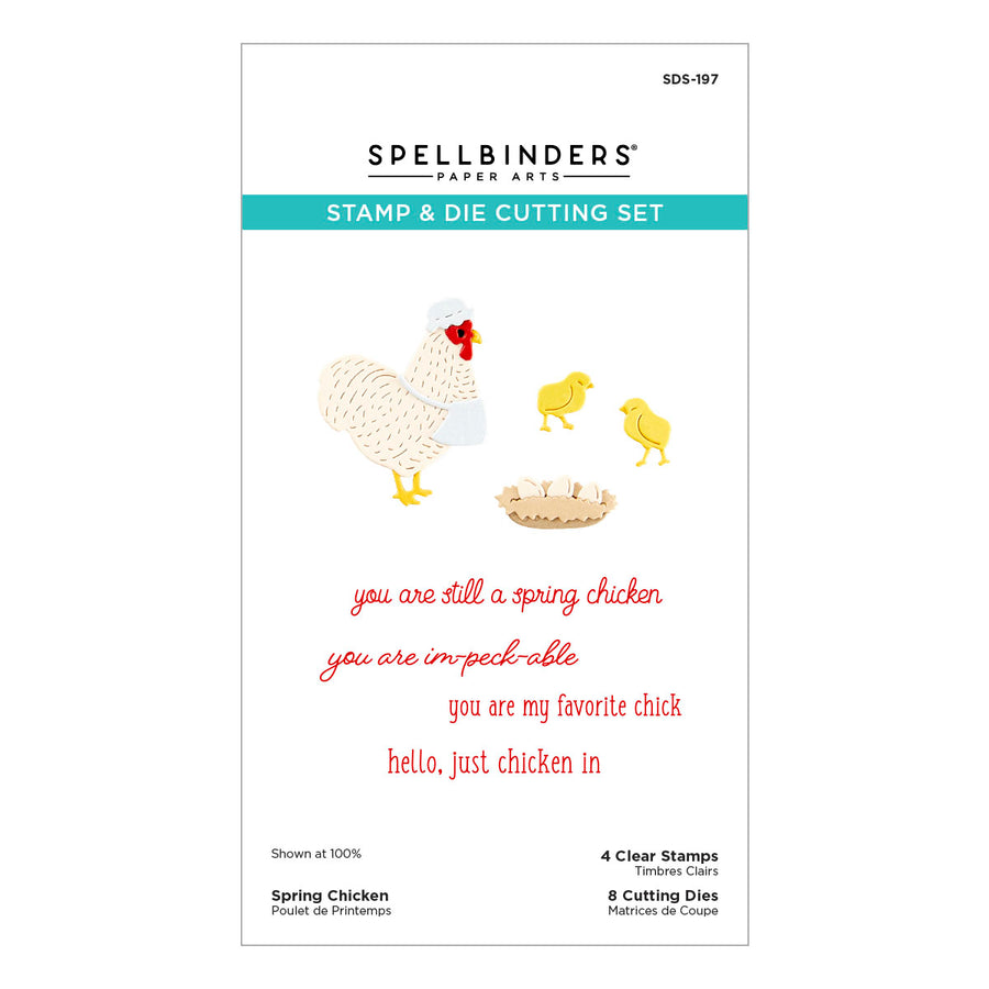 Spellbinders - Spring Chicken Clear Stamp & Die Set from the On the Farm Collection