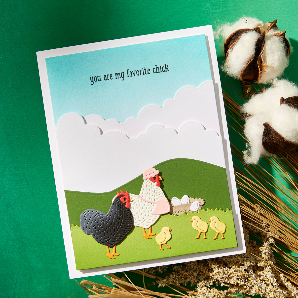 Spellbinders - Spring Chicken Clear Stamp & Die Set from the On the Farm Collection