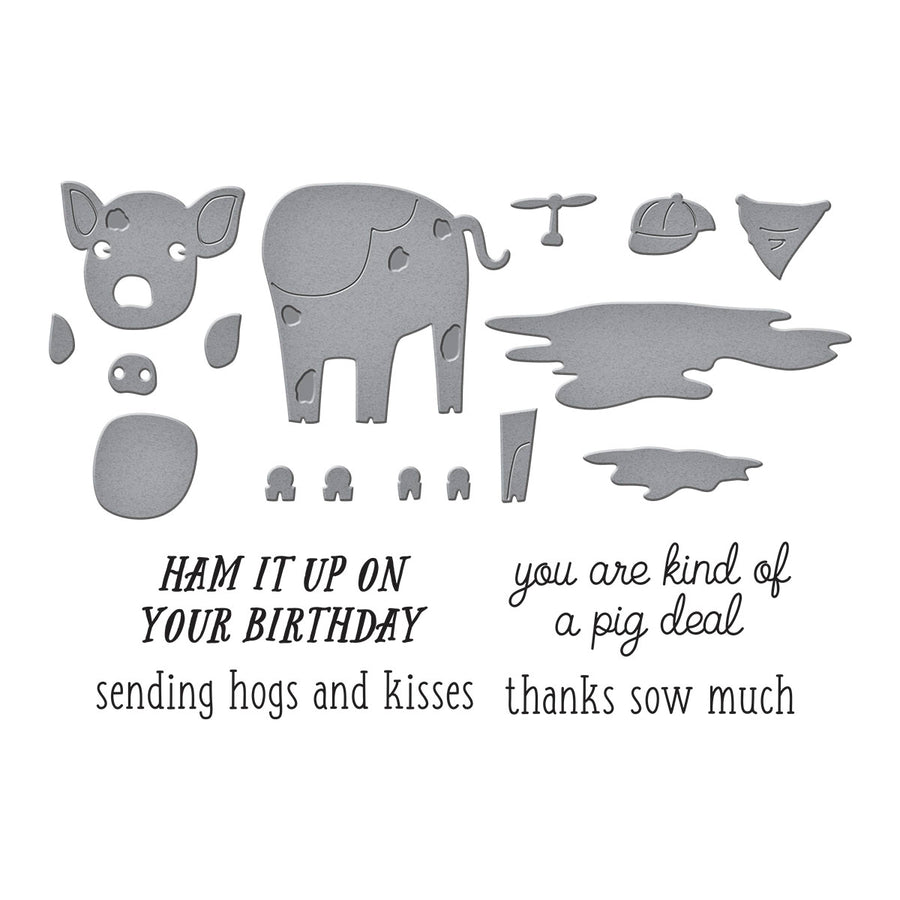 Spellbinders - Ham It Up Clear Stamp & Die Set from the On the Farm Collection