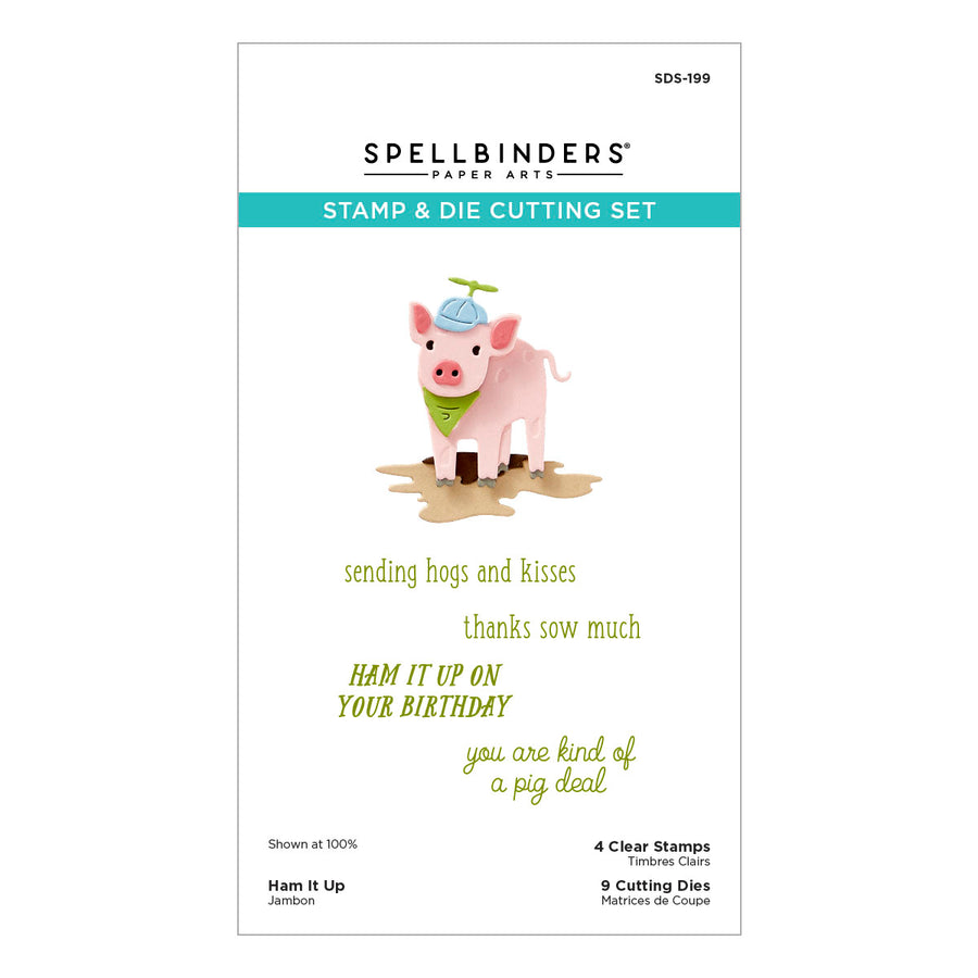 Spellbinders - Ham It Up Clear Stamp & Die Set from the On the Farm Collection