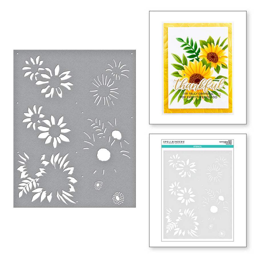 Spellbinders - Layered Sunflower Stencil from the Serenade of Autumn Collection