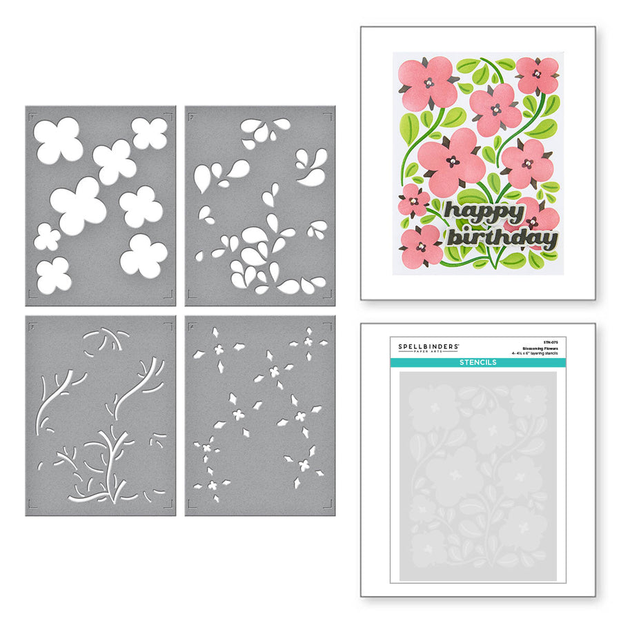 Spellbinders - Blossoming Flowers Layered Stencil from the Flower Market Collection