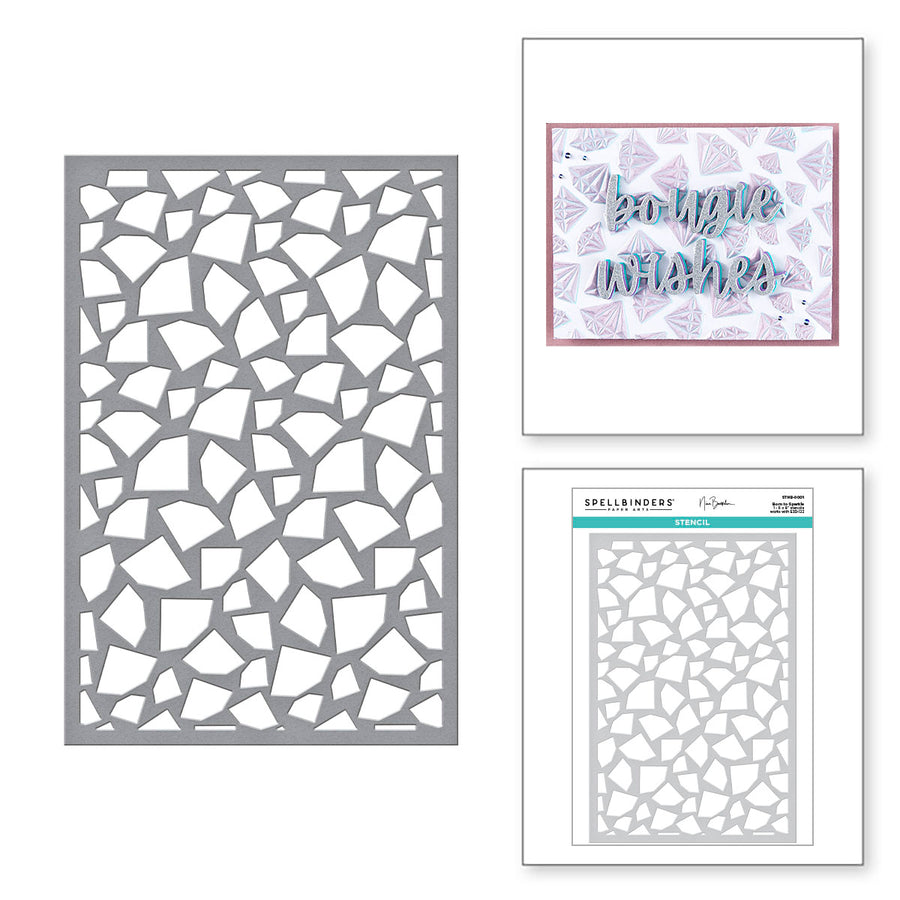 Spellbinders - Born to Sparkle 3D Embossing Folder and Stencil Bundle from the Bougie Birthday Collection by Nina Boettcher