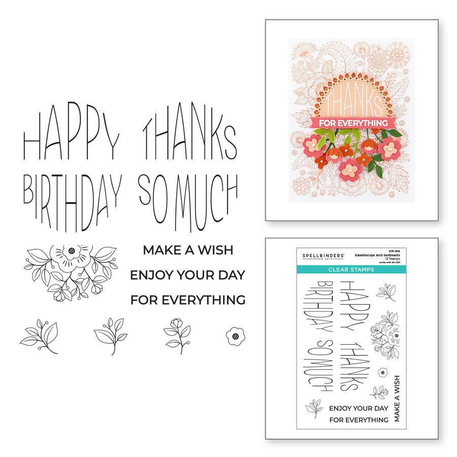 Spellbinders - Kaleidoscope Arch Sentiments Clear Stamp Set from the Kaleidoscope Arch Collection