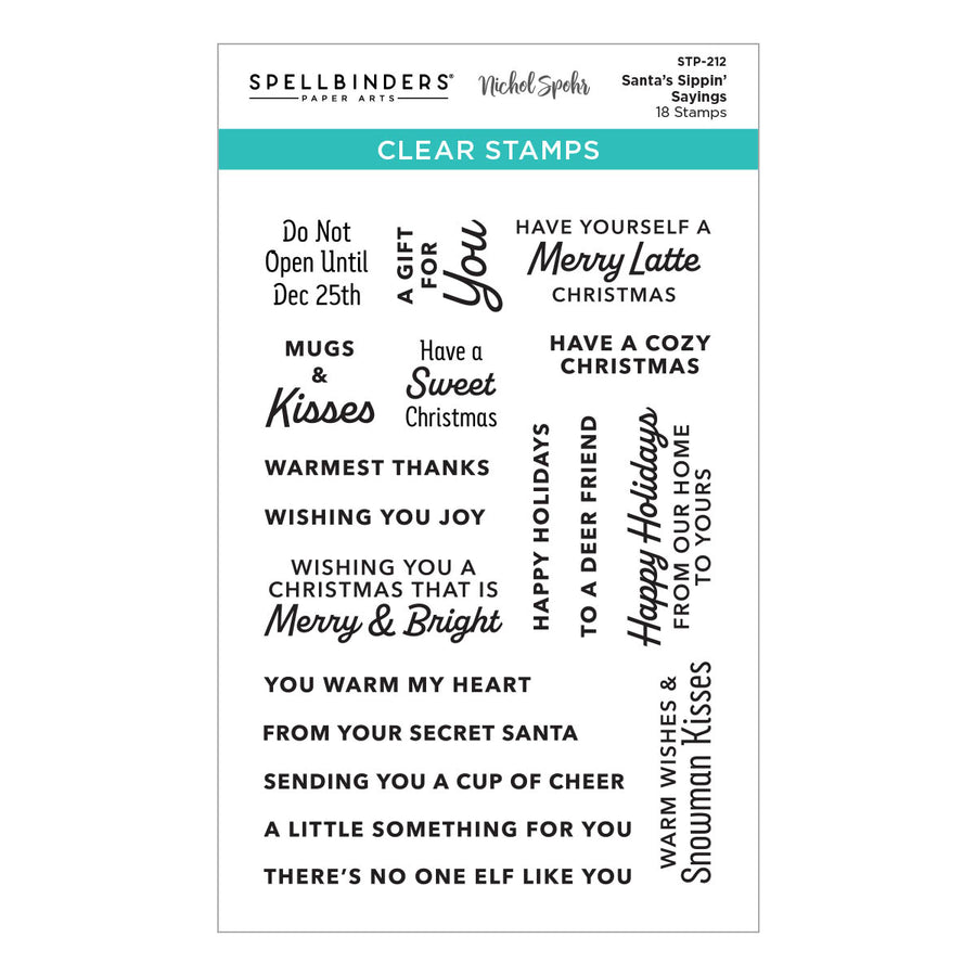 Spellbinders - Santa’s Sippin’ Sayings Clear Stamp Set from the Merry Mug & Circle Delights Collection by Nichol Spohr