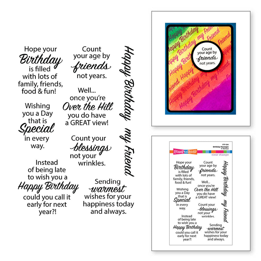 Spellbinders - Birthday Messages Clear Stamp Set from the All the Sentiments Collection by Stampendous