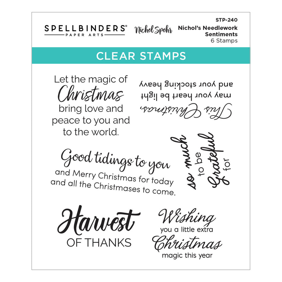 Spellbinders - Nichol's Needlework Sentiments Clear Stamp Set from the Nichol's Needlework Collection by Nichol Spohr