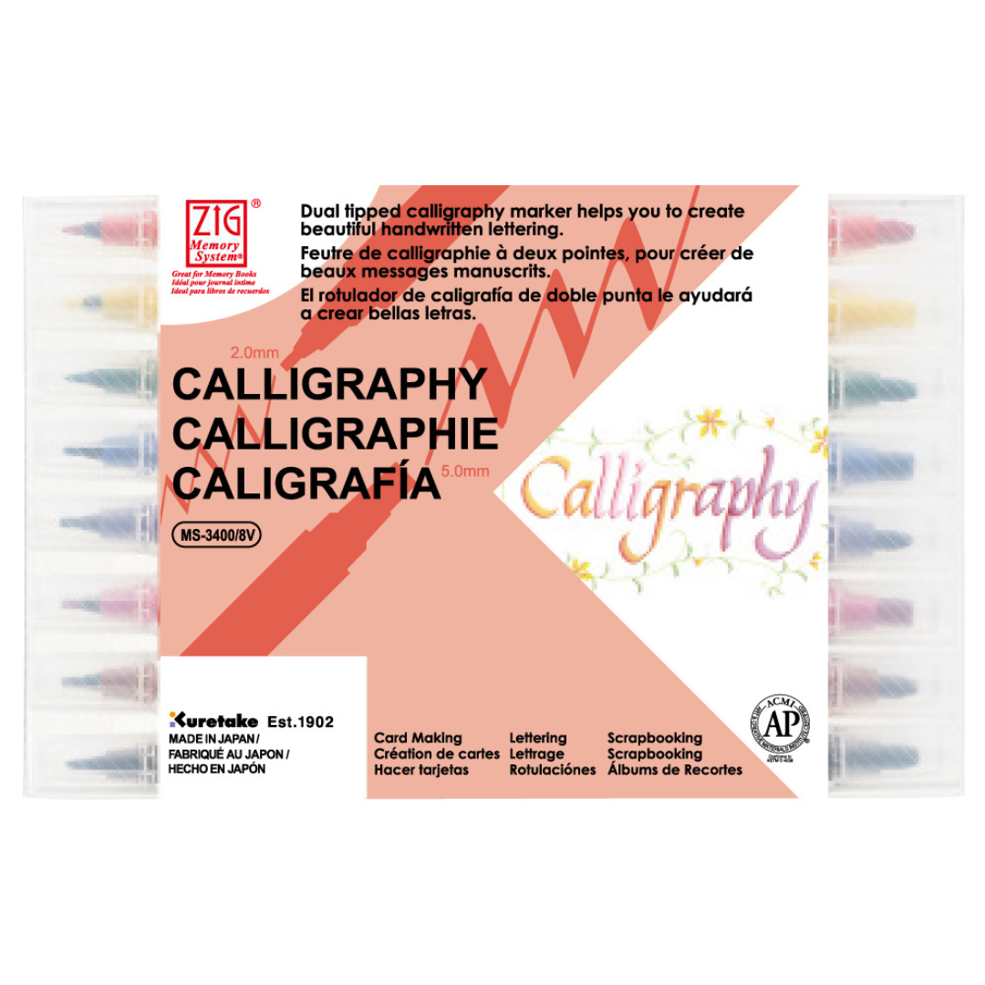 Zig - Calligraphy 2mm Set of 8 Colours