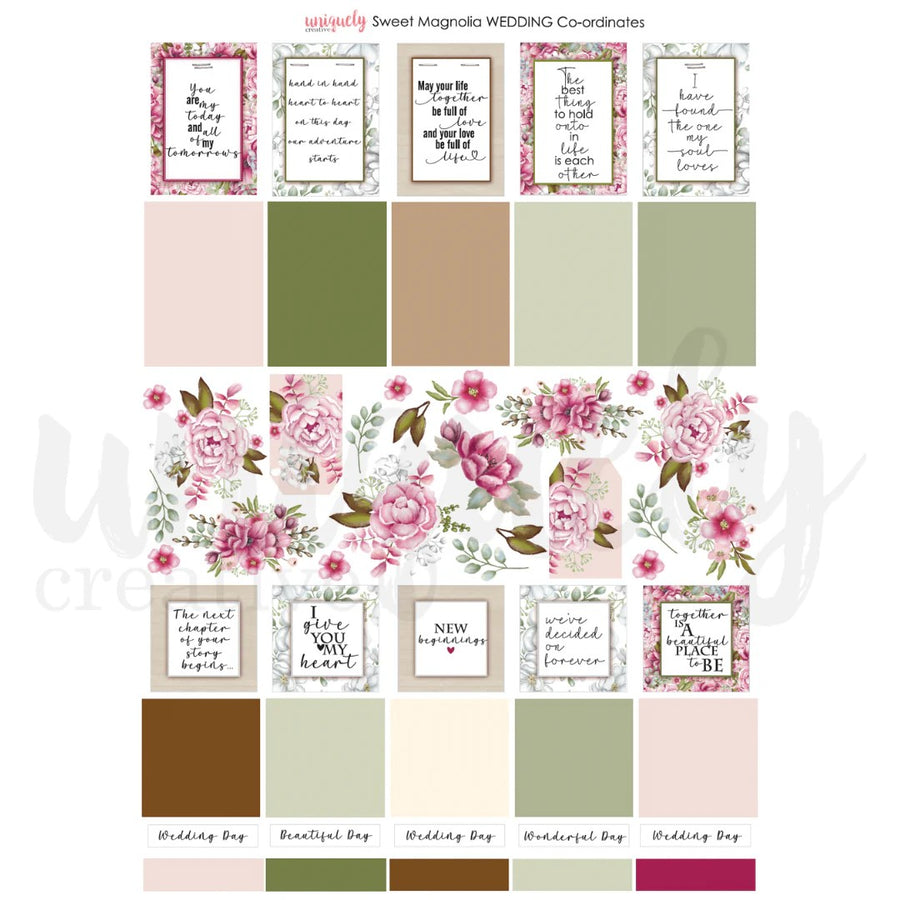 Uniquely Creative - Sweet Magnolia Wedding Coordinates Cut-a-Part Sheet