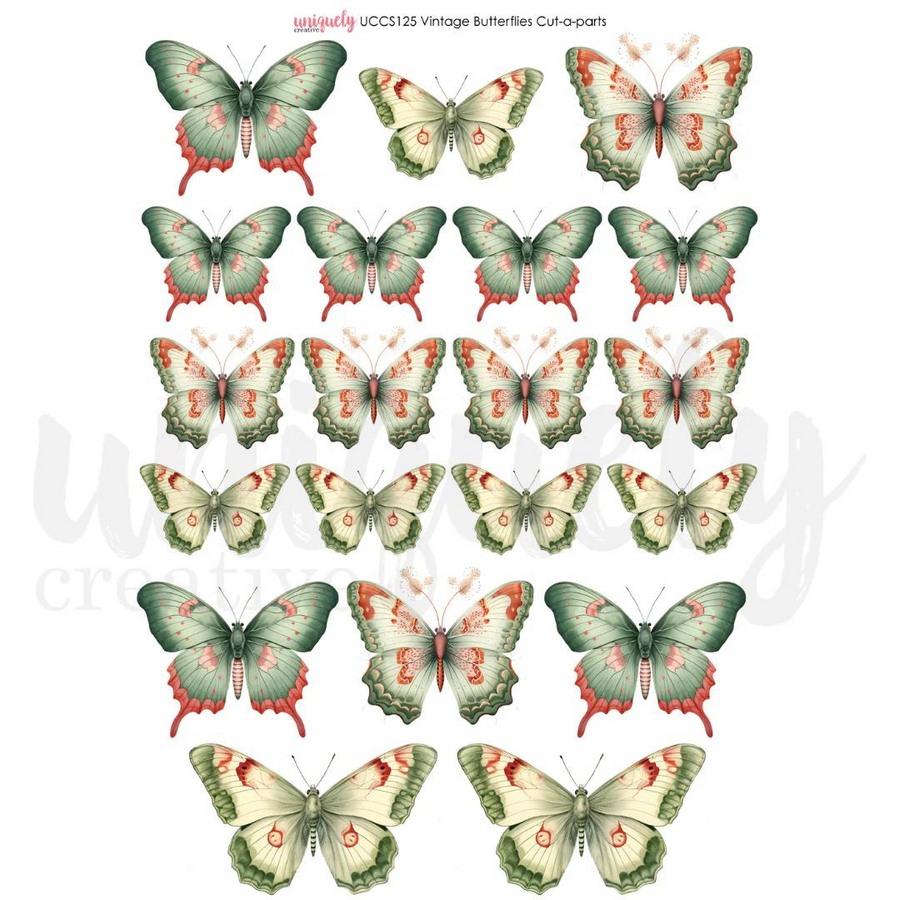 Uniquely Creative - Vintage Butterflies Cut-a-Part Sheet