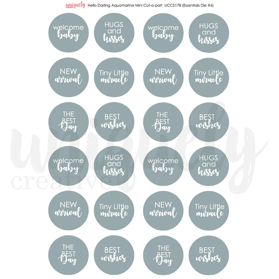 Uniquely Creative - Hello Darling Aquamarine Cut-a-Part Sheet Mini