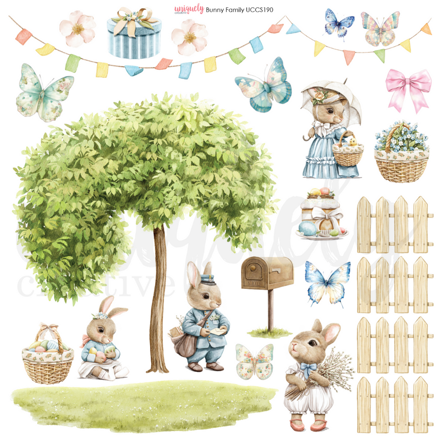 Uniquely Creative - Bunny Family Cut-a-Part Sheet