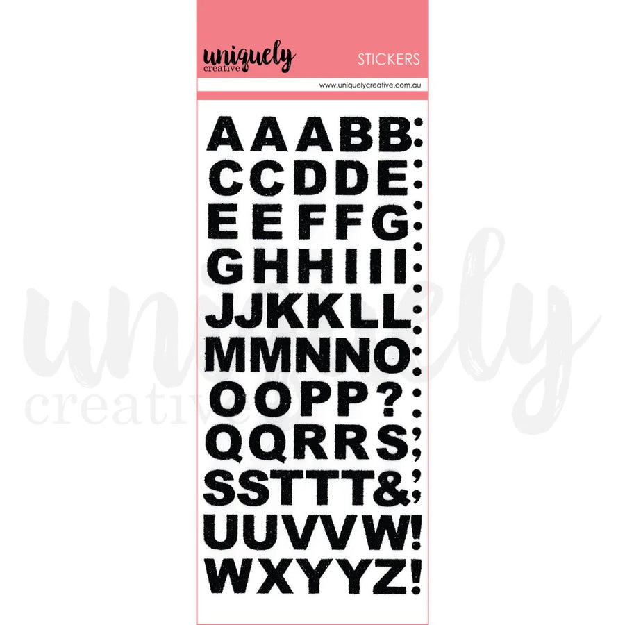 Uniquely Creative - Glitter Black Alpha & Number Stickers