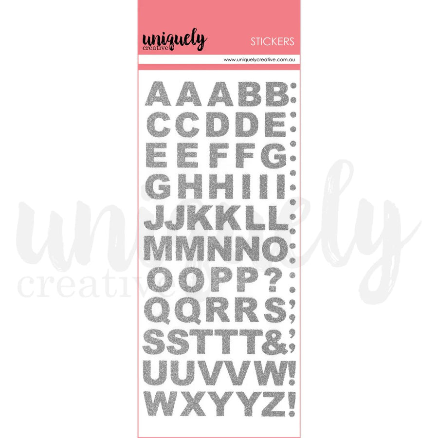 Uniquely Creative - Glitter Silver Alpha & Number Stickers