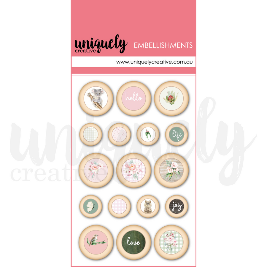 Uniquely Creative - Peonies & Proteas Wooden Buttons