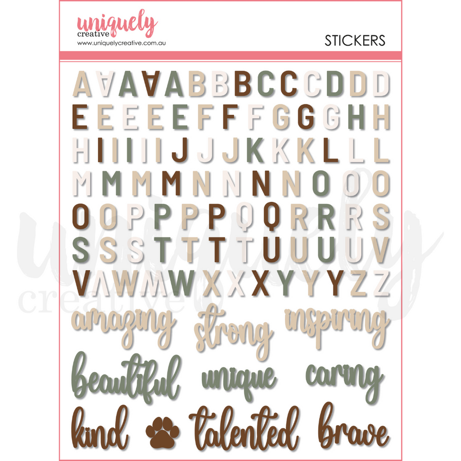 Uniquely Creative - Willow & Grace Puffy Alpha Stickers