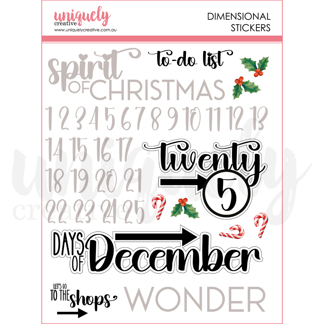 Uniquely Creative - Documenting December Dimensional Stickers