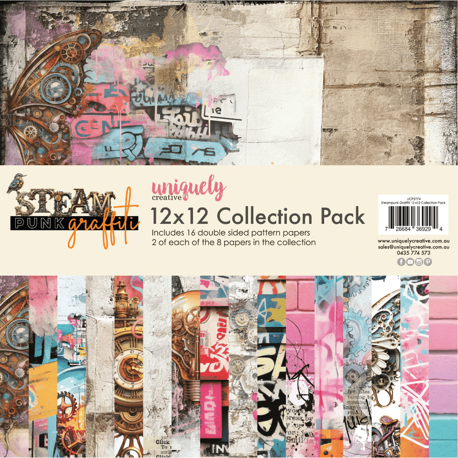 Uniquely Creative - 12" x 12" Steampunk Graffiti Collection Pack