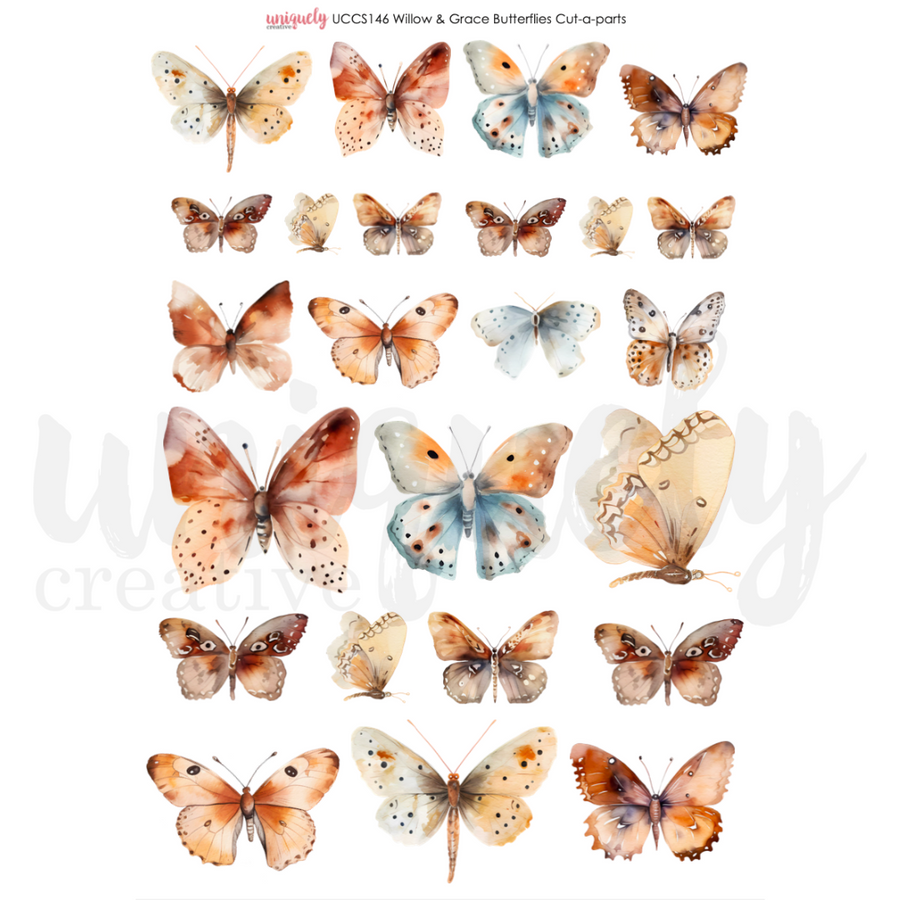 Uniquely Creative - Willow & Grace Butterflies Cut-a-Part Sheet