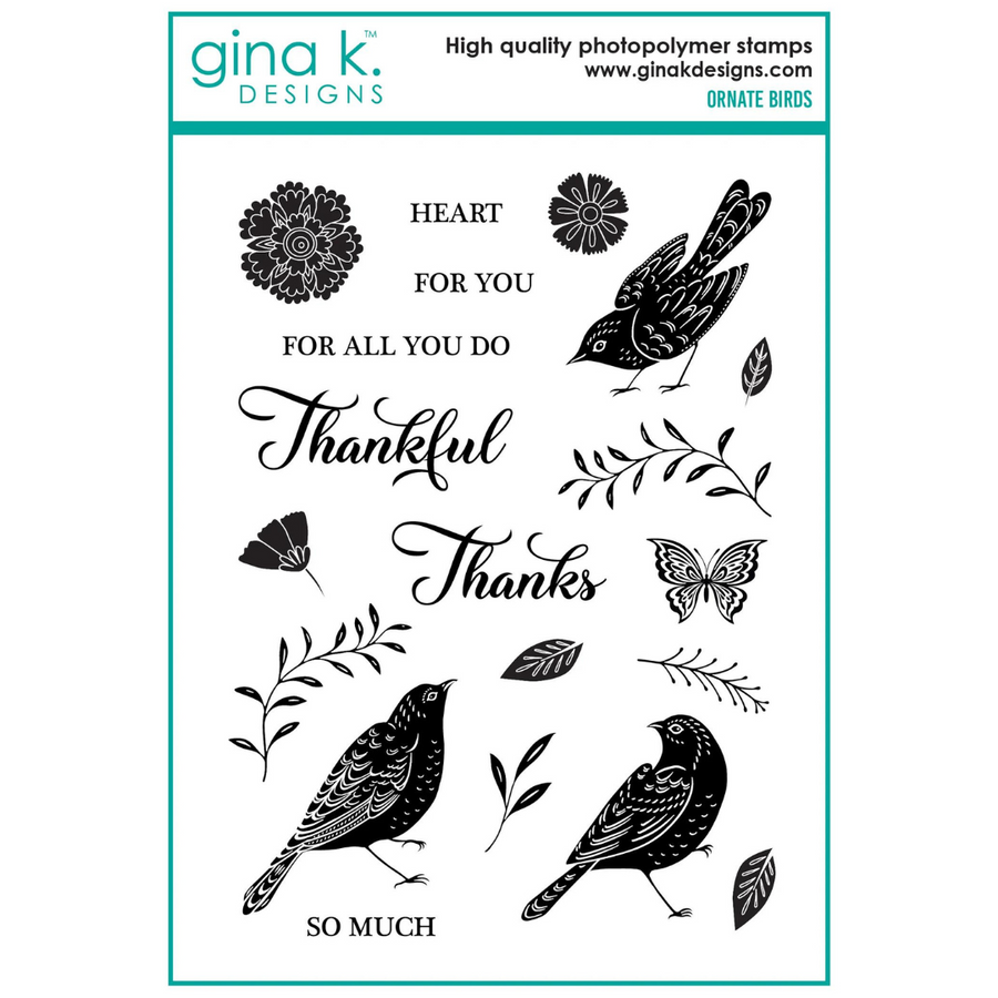 Gina K Designs - Ornate Birds Stamps